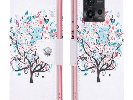 Motorola Moto G72 Læder Cover m. Pung - Blomster Træ For Cheap