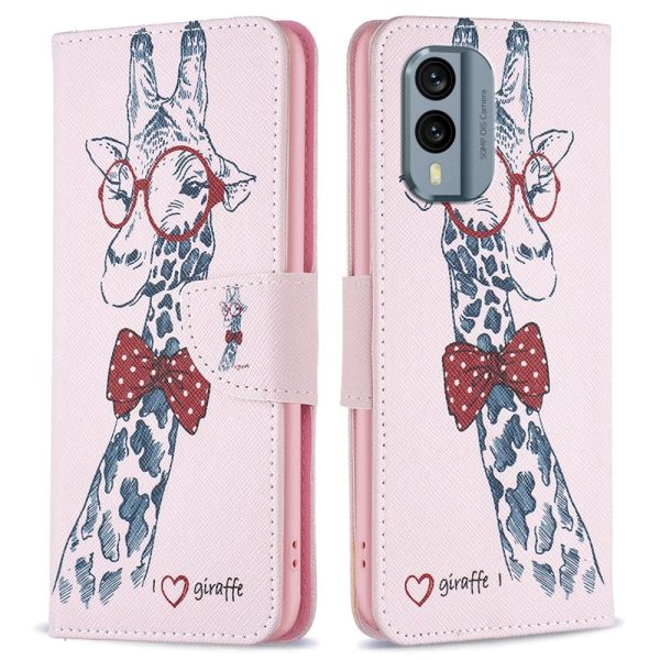 Nokia X30 Læder Cover m. Pung & Print - Giraf For Discount