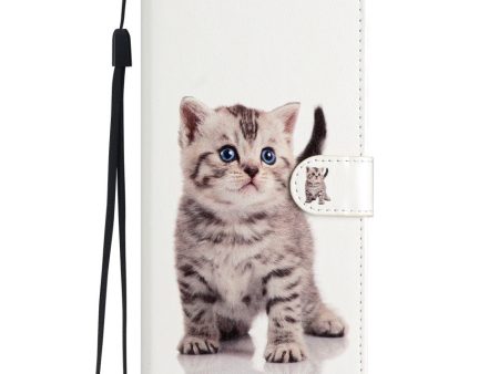 Google Pixel 7 Pro Læder Cover m. Pung og Strop - Sød Kat on Sale