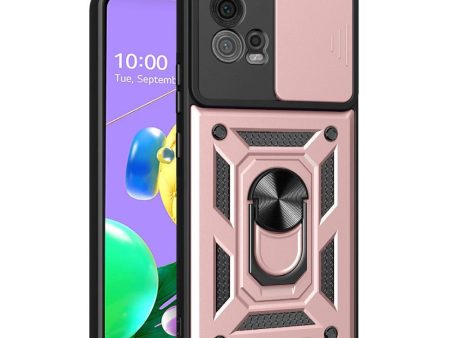 Motorola Moto G72 Håndværker Cover m. Magnetisk Kickstand & Cam Slider - Rose Gold For Sale