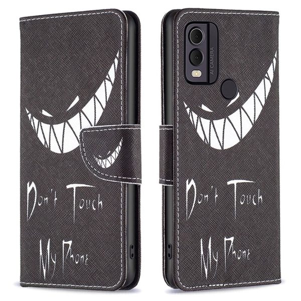 Nokia C22 Læder Cover m. Pung & Print -  Don t Touch My Phone  on Sale