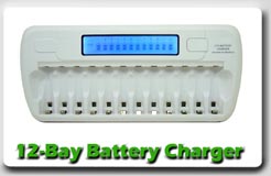 12-Bay LCD Fast Battery Charger Discount