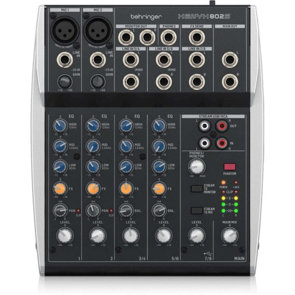 Behringer XENYX 802S Premium Analog 8-Input Mixer with USB Streaming Interface Fashion