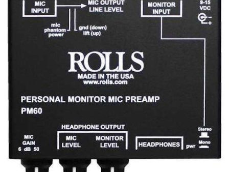 Rolls PM60 Personal Monitor Headphone Amp with Mic Preamp Online Hot Sale