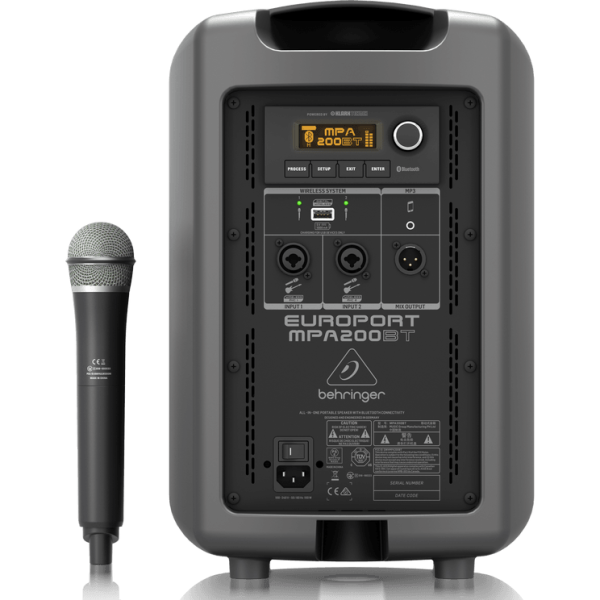 Behringer EUROPORT MPA200BT All-in-one Portable 200W PA System w  Wireless Microphone, Bluetooth Connectivity and Battery Operation For Sale