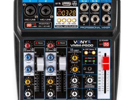 Vonyx VMM-P500 4-Channel Mixer with USB Audio Interface, MP3 & Bluetooth Supply