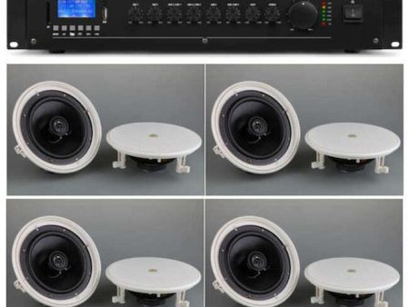 Power Dynamics 120W 100V 6 Channel PA System with 8x 8 Inch Ceiling Speakers Discount