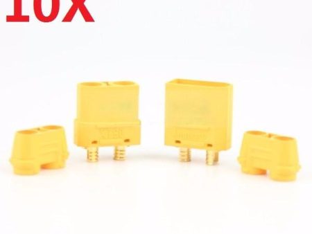 10 Pair Amass XT90+ Plug Connector Male & Female With Sheath for RC Drone Airplane Car Battery Cable For Sale